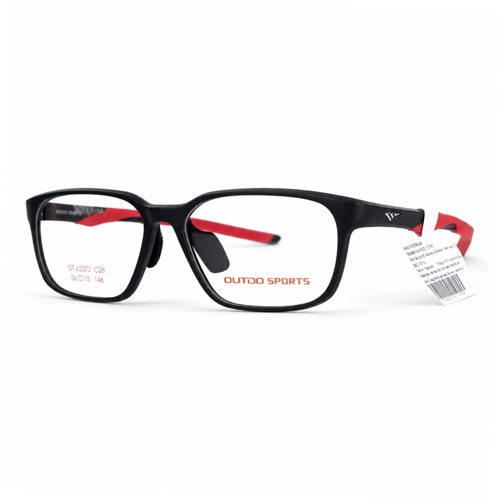 Gọng kính thể thao Outdo GT62072 màu đen đỏ, form ôm mặt, phù hợp lắp tròng cận tại Hato Eyewear
