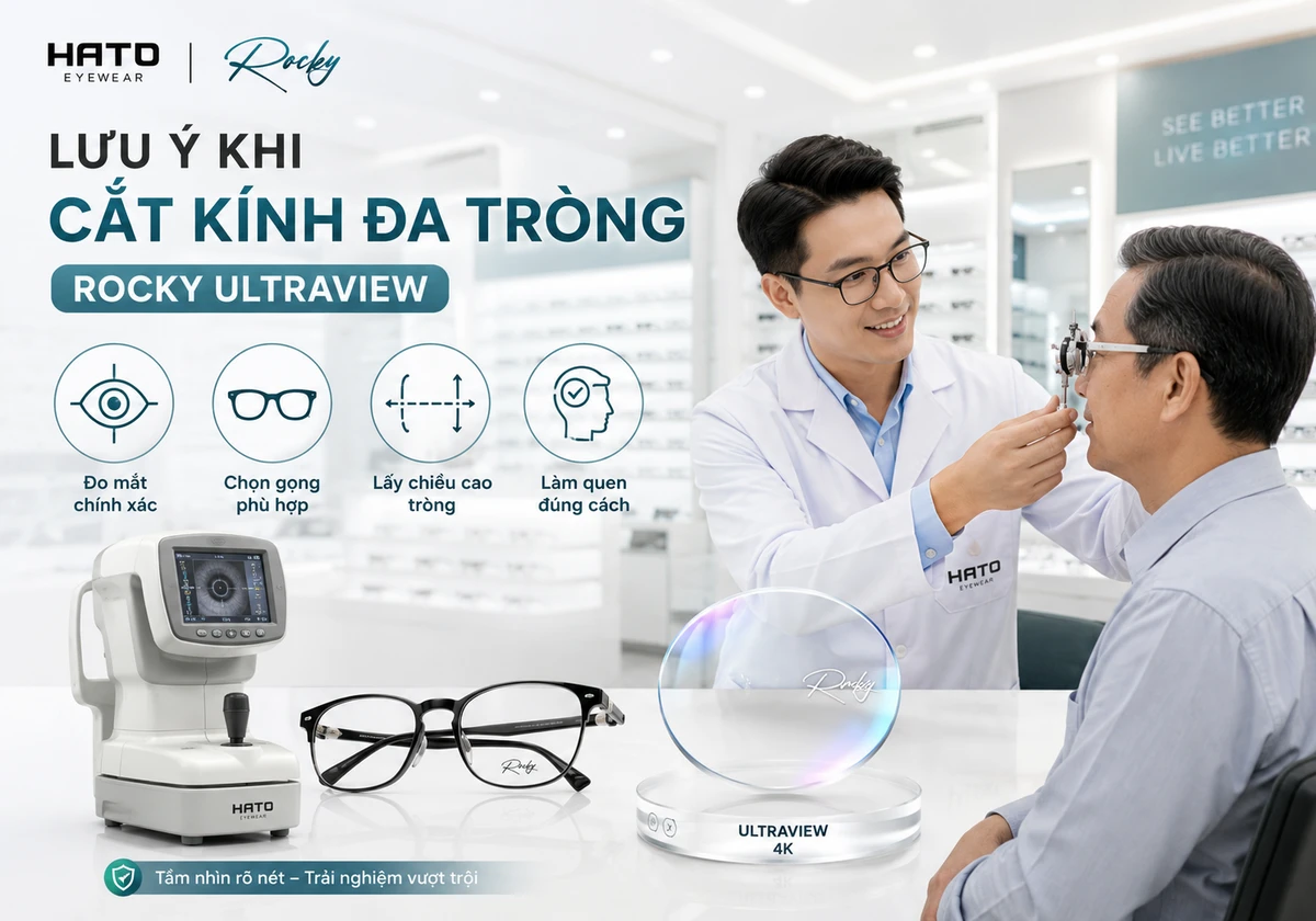 Lưu ý khi cắt kính đa tròng Rocky UltraView tại Hato Eyewear