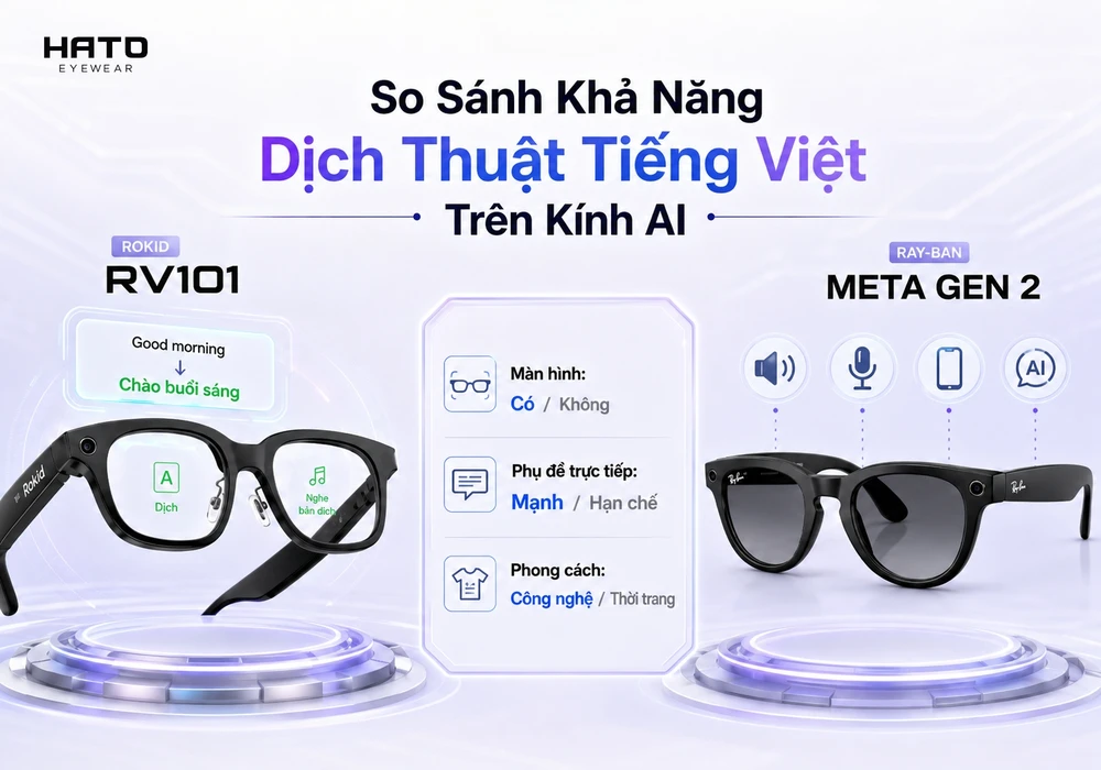 So sánh khả năng dịch thuật tiếng Việt trên kính AI Rokid RV101 và RayBan Meta Gen 2 tại HATO Eyewear