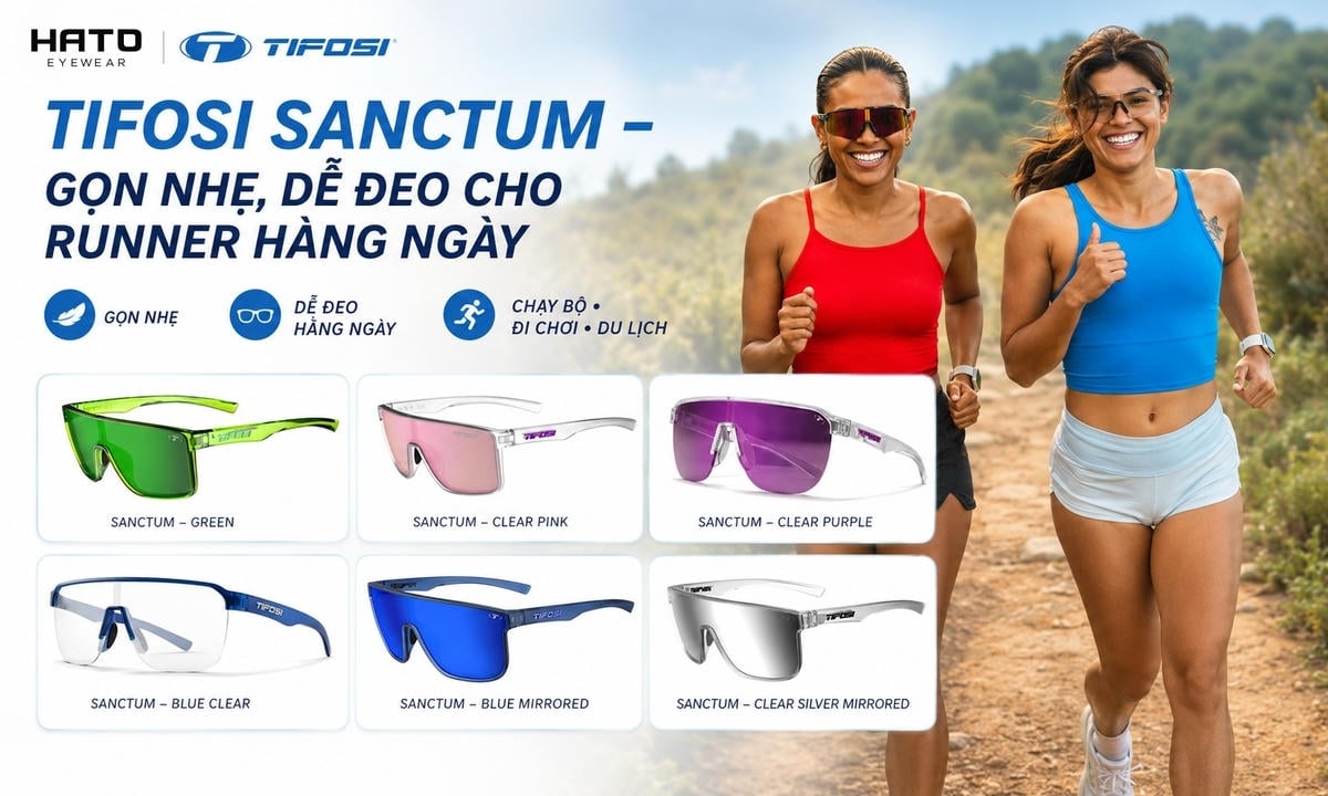 Tifosi Sanctum là mẫu kính chạy bộ gọn nhẹ, dễ đeo cho runner hằng ngày, phù hợp chạy bộ, đi chơi và sử dụng thường ngày.