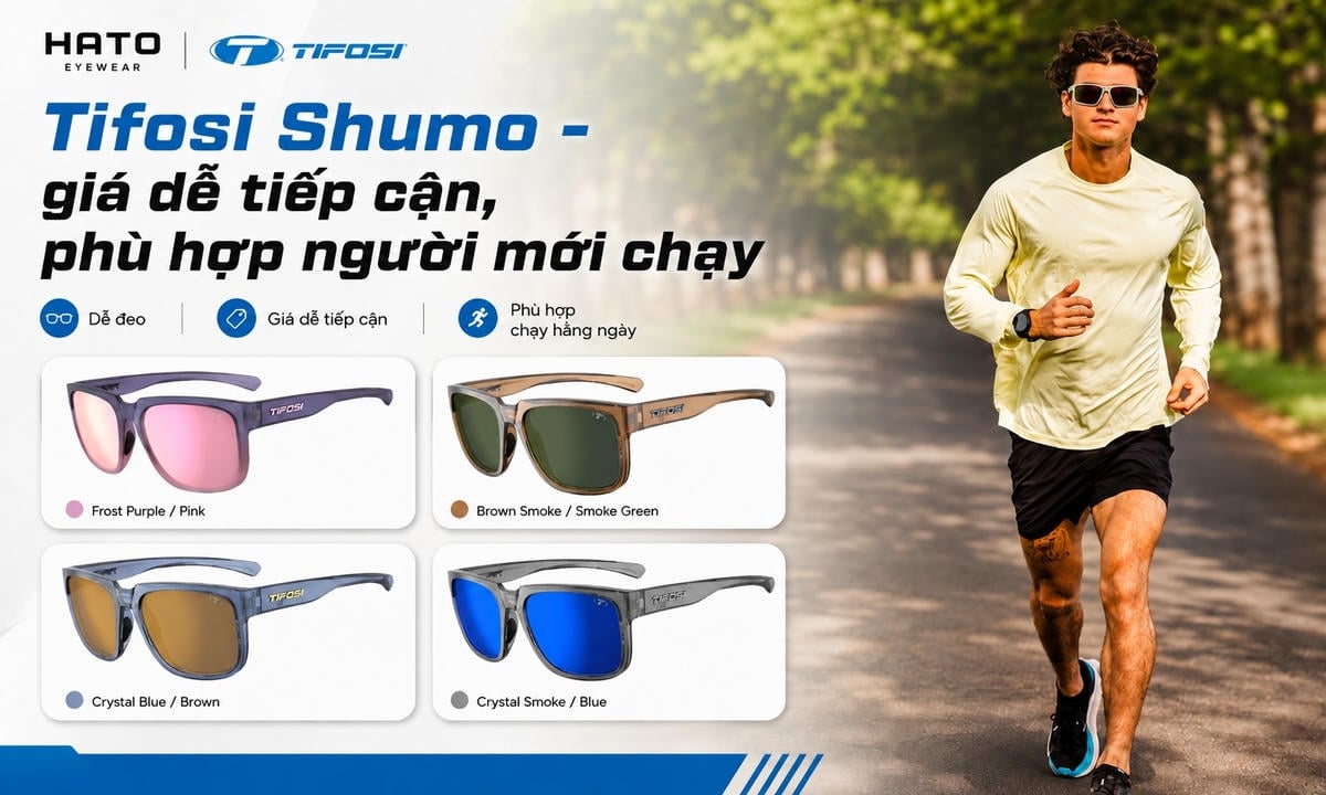 Tifosi Shumo là mẫu kính chạy bộ giá dễ tiếp cận, phù hợp người mới chạy và sử dụng hằng ngày.