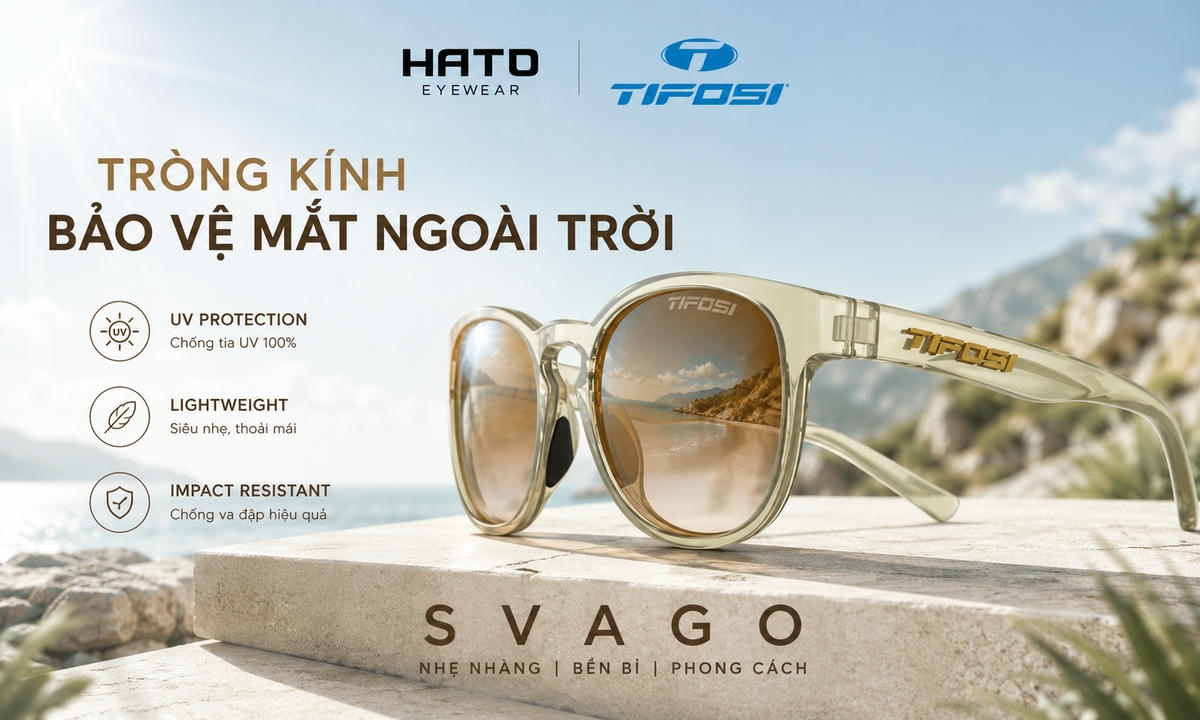 Ảnh banner kính Tifosi Svago với thiết kế thời trang, tròng kính bảo vệ mắt ngoài trời, hỗ trợ chống tia UV, nhẹ và bền bỉ khi sử dụng hằng ngày.