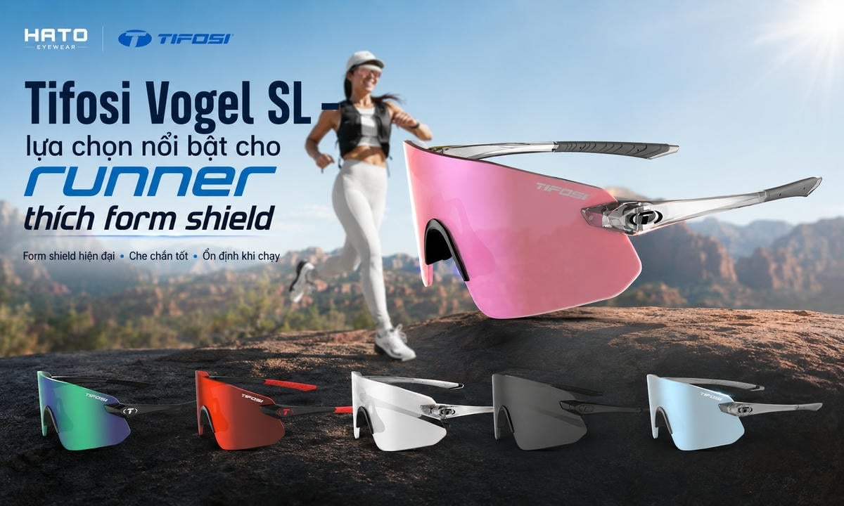Kính chạy bộ Tifosi Vogel SL form shield dành cho runner, thiết kế tròng lớn che chắn tốt và ổn định khi chạy ngoài trời.