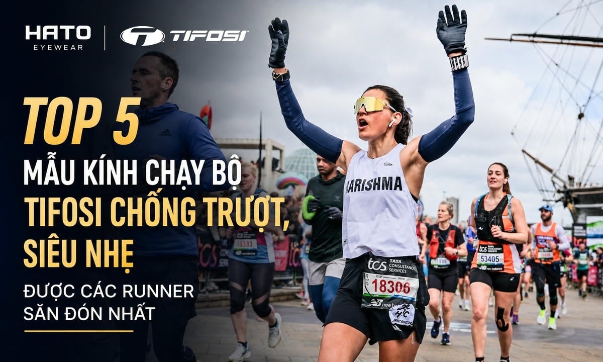 Top 5 mẫu kính chạy bộ Tifosi chống trượt, siêu nhẹ được nhiều runner săn đón, minh họa runner đeo kính thể thao Tifosi trong giải chạy.