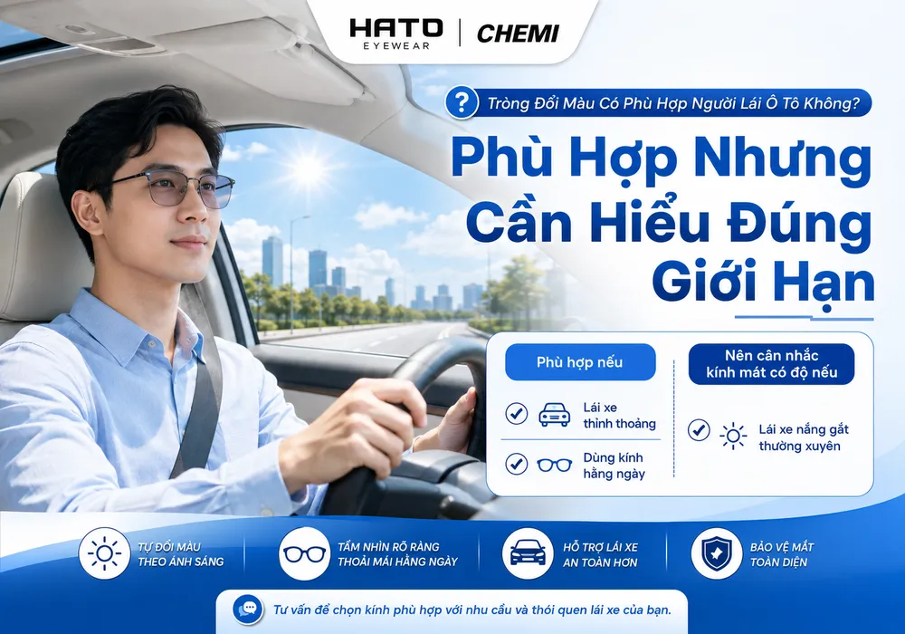 Tròng đổi màu có phù hợp người lái ô tô không, giải pháp kính đổi màu cho người lái xe hằng ngày