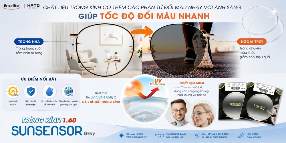 Review Tròng Kính Đổi Màu Khói Excelite SunSensors: Sự Lựa Chọn Tiện Lợi Cho Mùa Hè