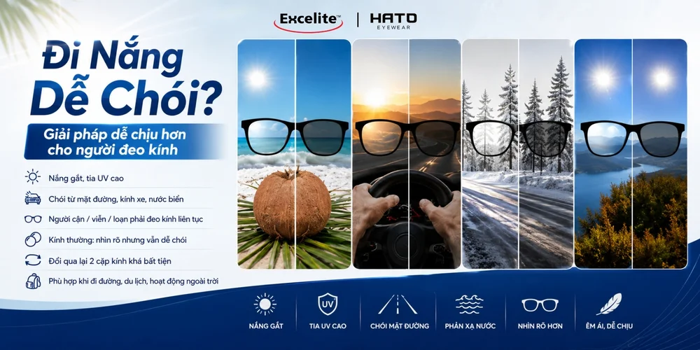 Review Tròng Kính Đổi Màu Khói Excelite SunSensors: Sự Lựa Chọn Tiện Lợi Cho Mùa Hè