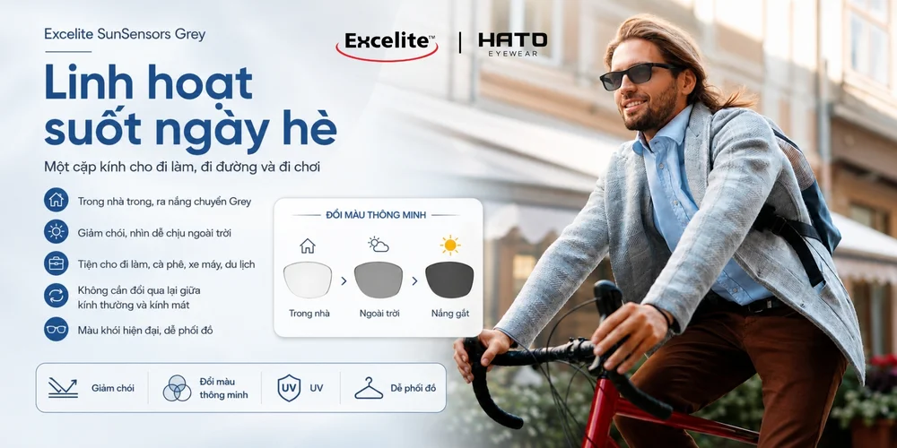 Review Tròng Kính Đổi Màu Khói Excelite SunSensors: Sự Lựa Chọn Tiện Lợi Cho Mùa Hè