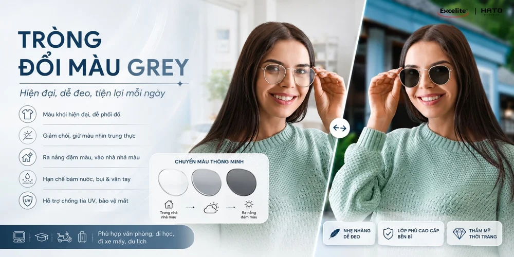 Review Tròng Kính Đổi Màu Khói Excelite SunSensors: Sự Lựa Chọn Tiện Lợi Cho Mùa Hè