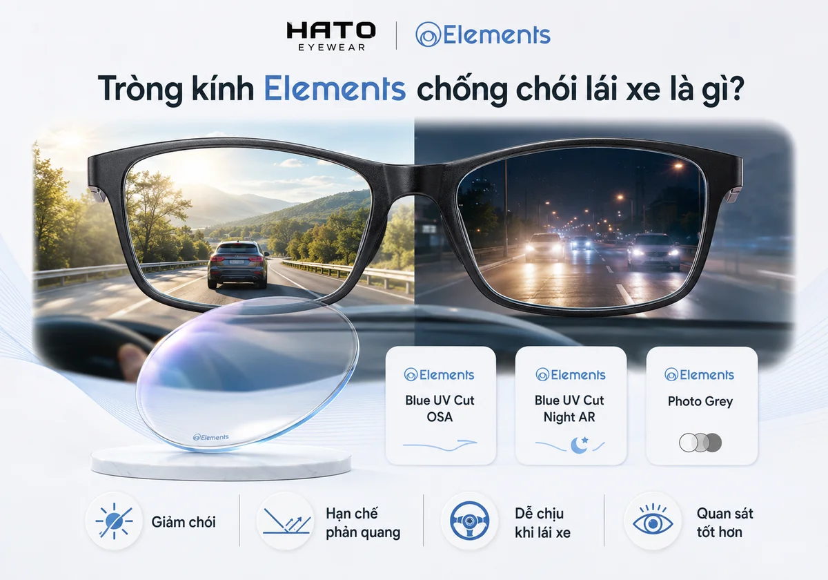 Tròng kính Elements chống chói lái xe hỗ trợ giảm chói, hạn chế phản quang và giúp quan sát dễ chịu hơn khi lái xe ban ngày lẫn ban đêm.