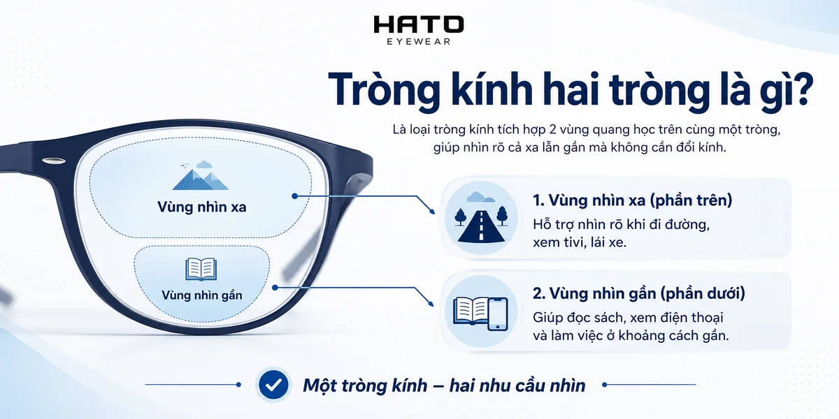 Tròng kính hai tròng là gì? Cấu tạo vùng nhìn xa và vùng nhìn gần