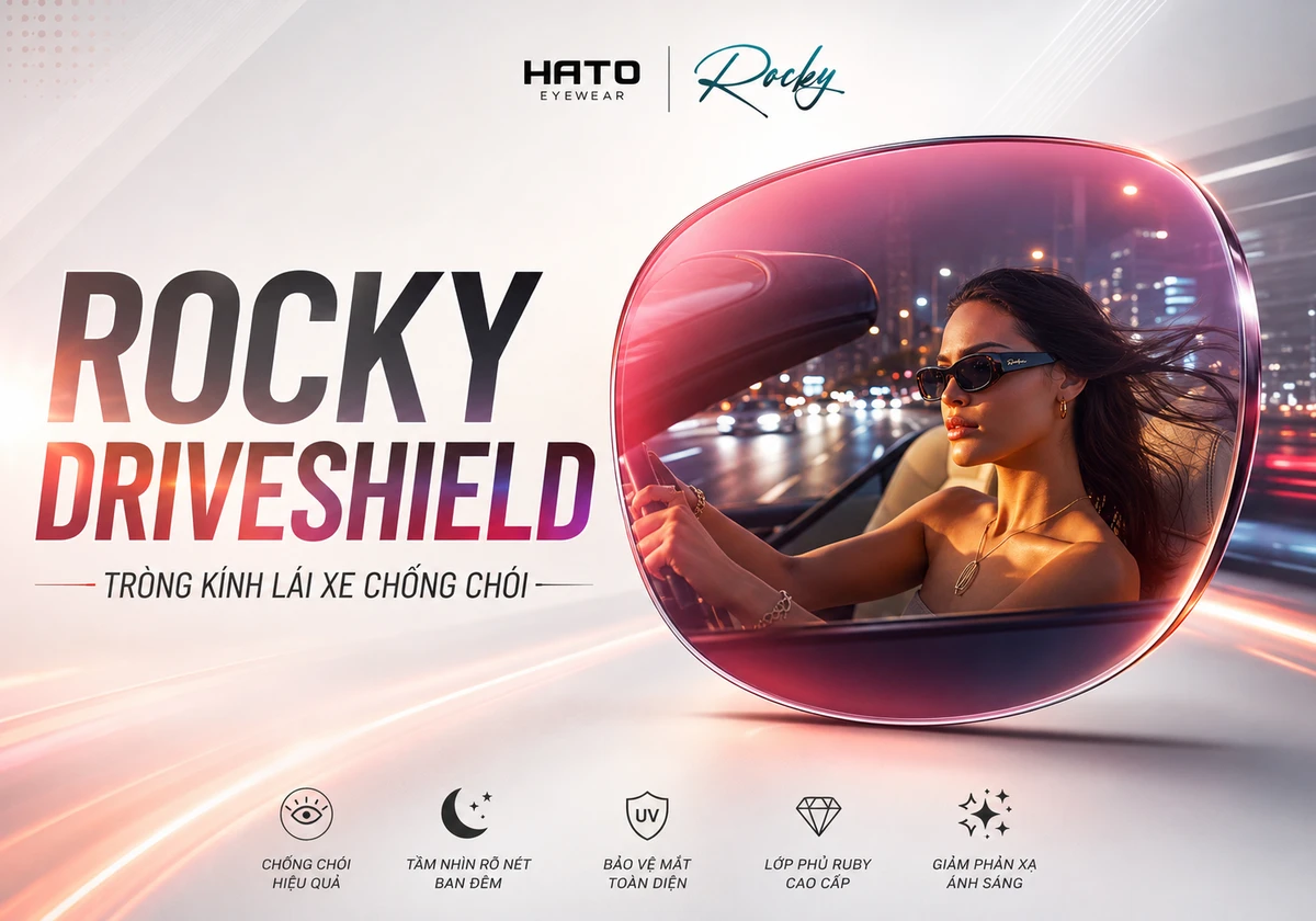Tròng kính lái xe Rocky DriveShield chống chói, lớp phủ Ruby cao cấp tại HATO Eyewear