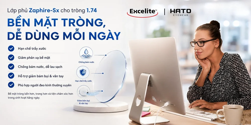 Tròng Kính Siêu Mỏng Excelite Zaphire-Sx 1.74 Có Tốt Không? Giải Pháp Cho Người Cận Nặng