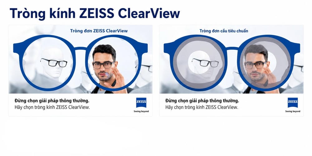 Tròng Kính ZEISS ClearView Là Gì? Có Khác Gì Với Tròng Kính Thông Thường?
