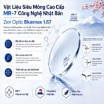 Tròng Kính Chống Ánh Sáng Xanh Zen Optic Double ASPH Pro BlueMax 1.67 - Chính Hãng
