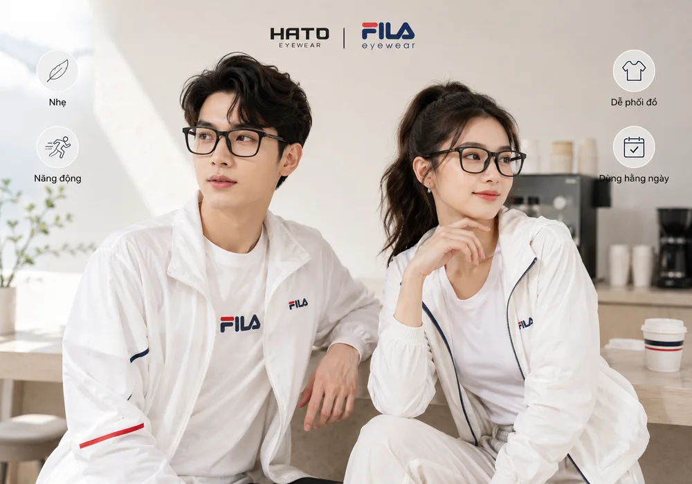 Ảnh minh họa kính thể thao Fila với thiết kế gọn nhẹ, năng động, dễ phối đồ và phù hợp sử dụng hằng ngày tại Hato Eyewear.