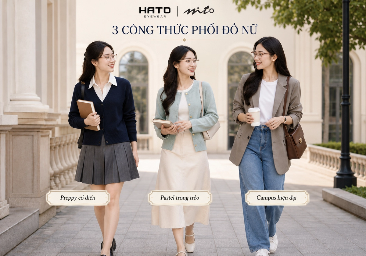 3 công thức phối đồ với kính gọng Mito cho nữ theo phong cách thanh xuân vườn trường