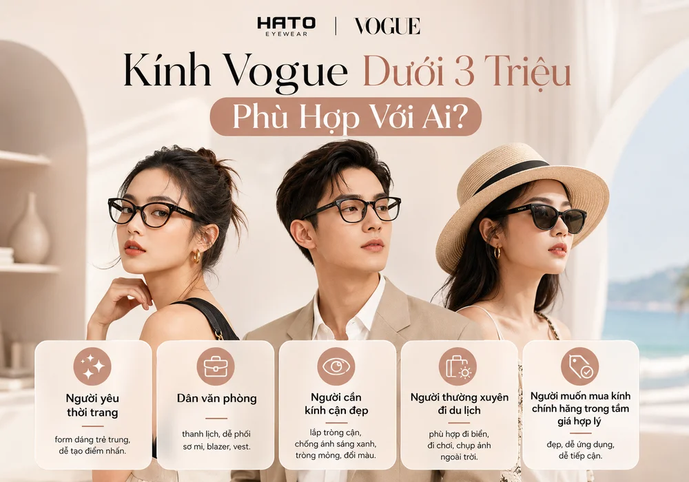 Kính Vogue dưới 3 triệu phù hợp với người yêu thời trang, dân văn phòng, người cần kính cận đẹp và người thường xuyên đi du lịch