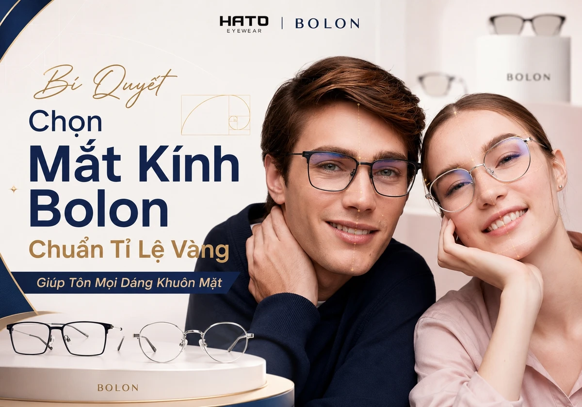Hình ảnh minh họa chủ đề chọn mắt kính Bolon theo tỉ lệ vàng, phù hợp làm ảnh đại diện blog SEO về gọng kính thời trang, dáng khuôn mặt và phong cách eyewear cao cấp.