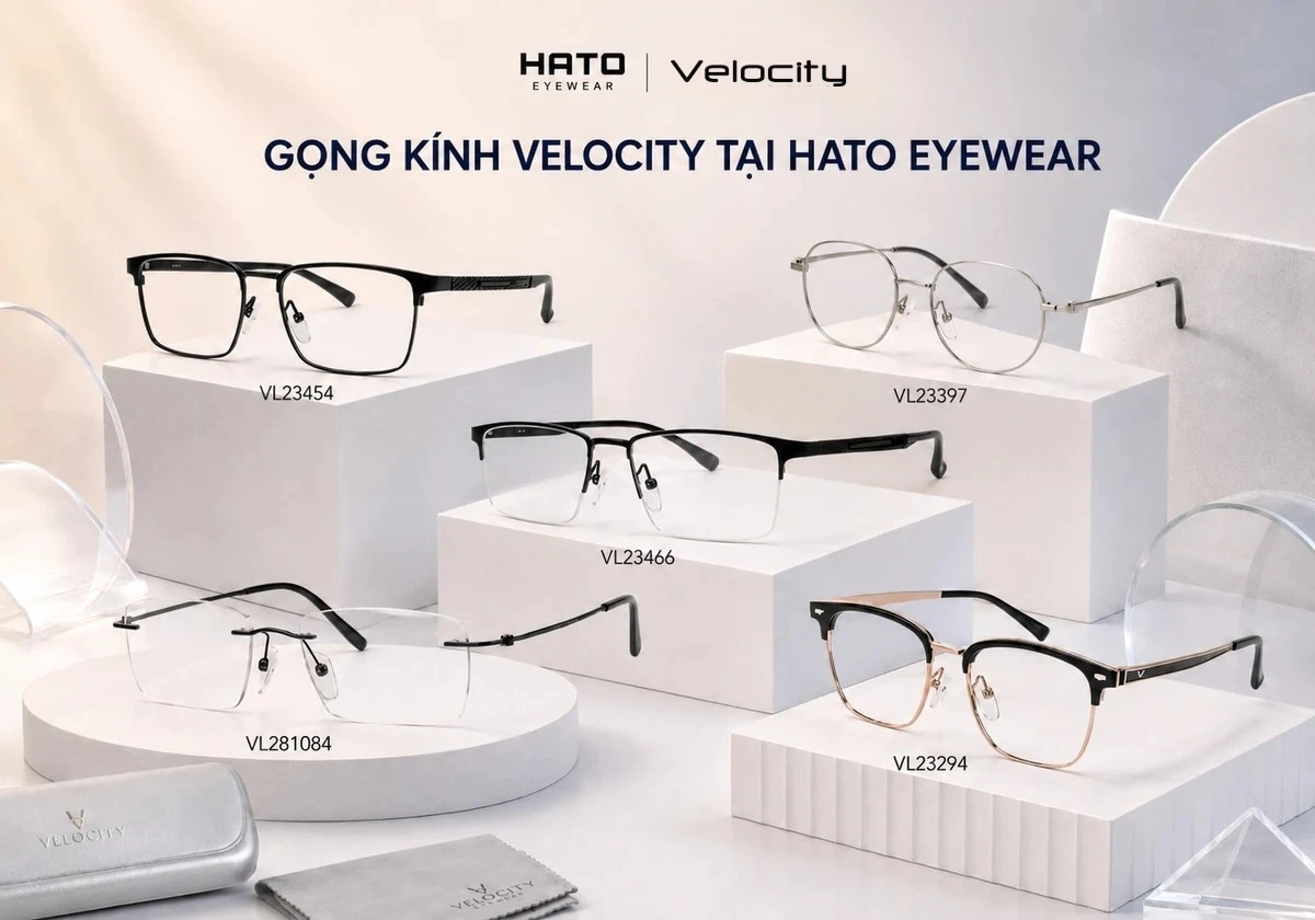 Các mẫu gọng kính Velocity tại Hato Eyewear gồm VL23454, VL281084, VL23466, VL23397 và VL23294
