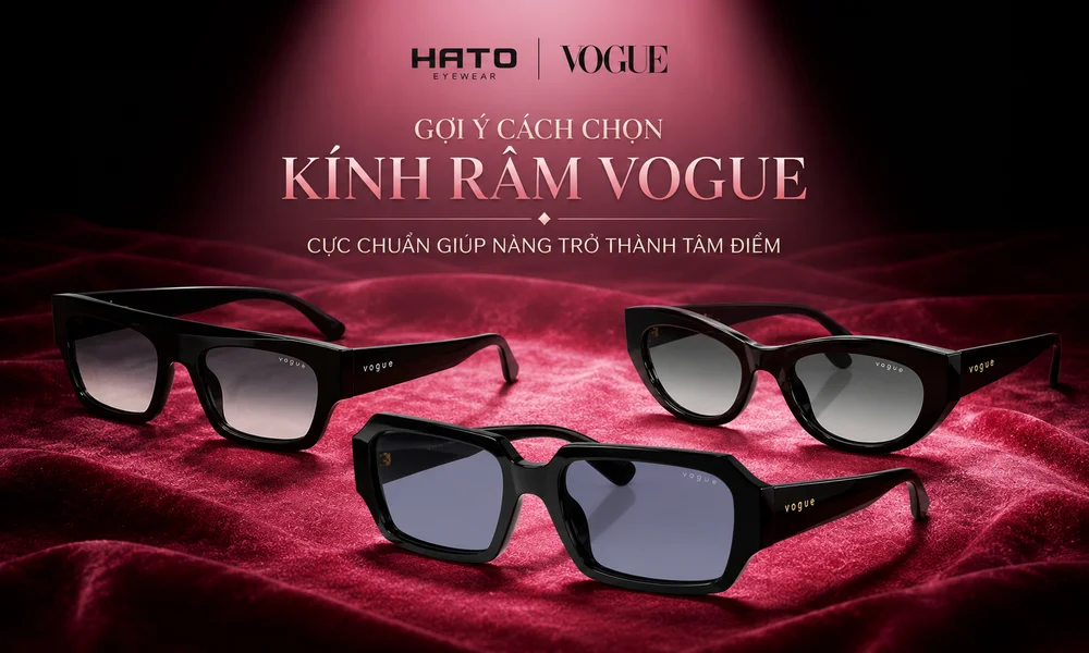Ảnh đại diện blog gợi ý cách chọn kính râm Vogue cực chuẩn giúp nàng trở thành tâm điểm với các mẫu kính mát Vogue sang trọng trên nền nhung đỏ.