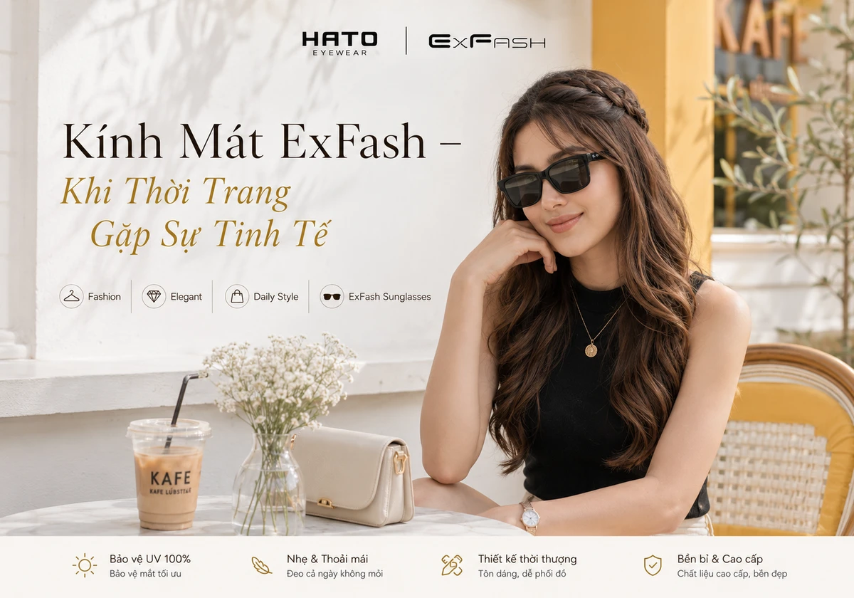 Ảnh lifestyle blog giới thiệu kính mát ExFash với phong cách trẻ trung, thanh lịch và hiện đại. Thiết kế kính nổi bật trên gương mặt, phù hợp sử dụng hằng ngày, đi chơi, dạo phố hoặc phối cùng trang phục thời trang.