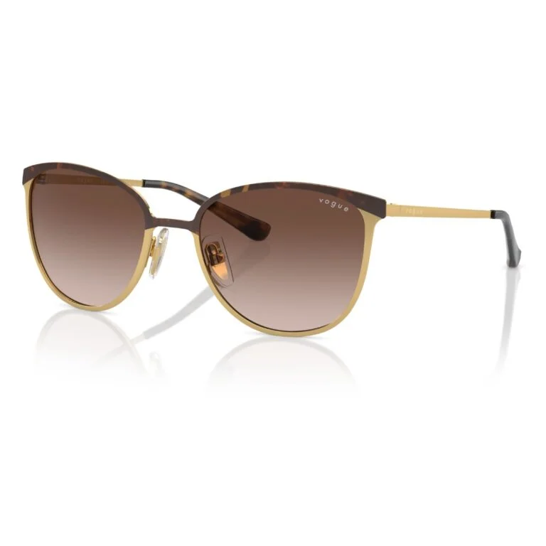Kính mát mắt mèo Vogue màu Havana Gold chính hãng, thiết kế thanh lịch với tròng nâu chuyển sắc sang trọng.