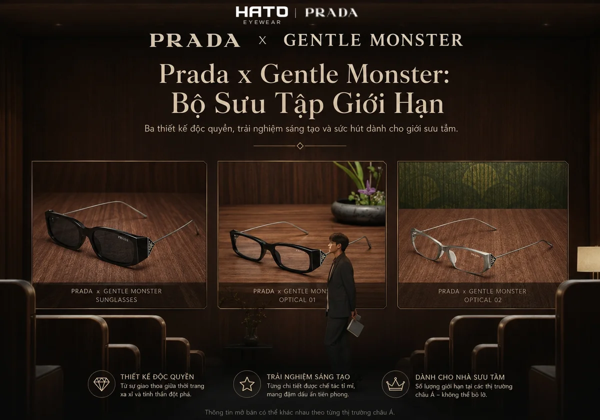 Bộ sưu tập kính Prada x Gentle Monster giới hạn gồm ba thiết kế độc quyền dành cho người yêu thời trang cao cấp và giới sưu tầm.