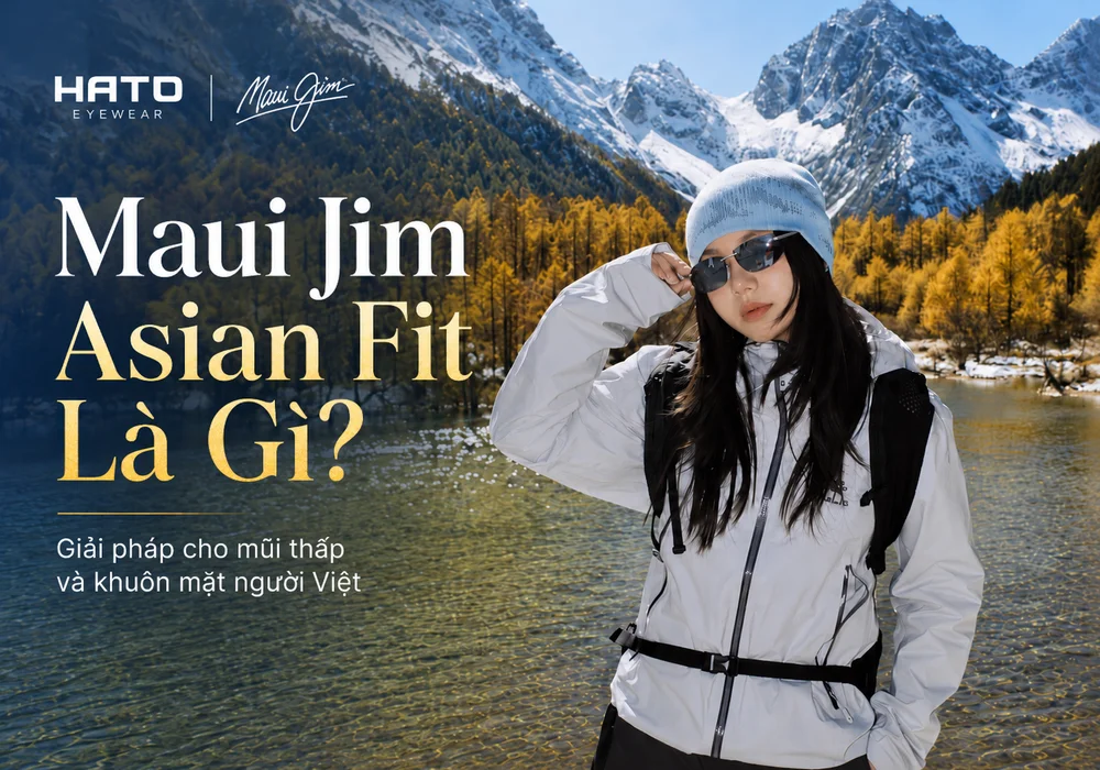 Người Việt đeo kính Maui Jim Asian Fit trong chuyến đi ngoài trời, gọng kính ôm vừa sống mũi thấp và không chạm gò má.