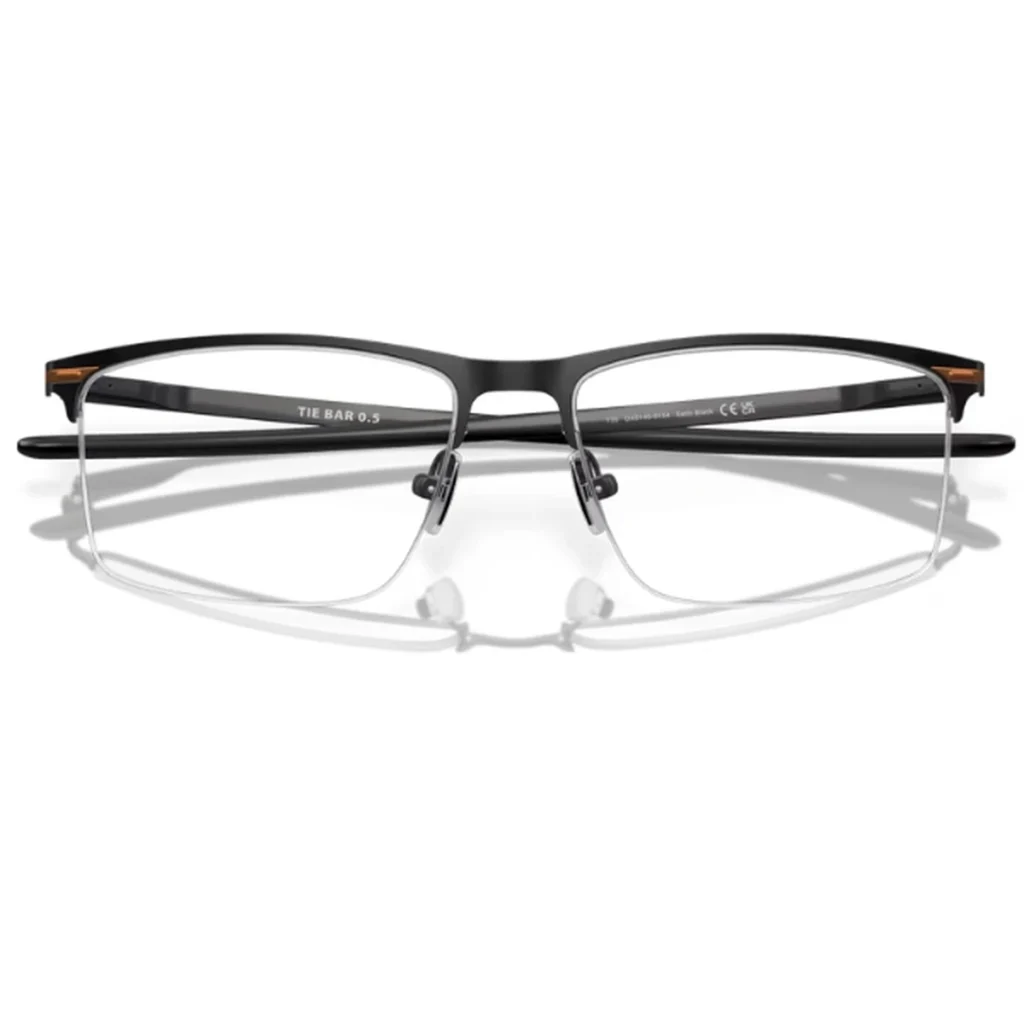 Ảnh gọng kính Oakley Tie bar 0.5 0OX5140 thiết kế thể thao nửa khung, màu satin black hiện đại, chất liệu titanium nhẹ bền, phù hợp lắp tròng cận, viễn, loạn hoặc chống ánh sáng xanh. Sản phẩm chính hãng Luxottica, phong cách mạnh mẽ, gọn nhẹ và dễ đeo hằng ngày.
