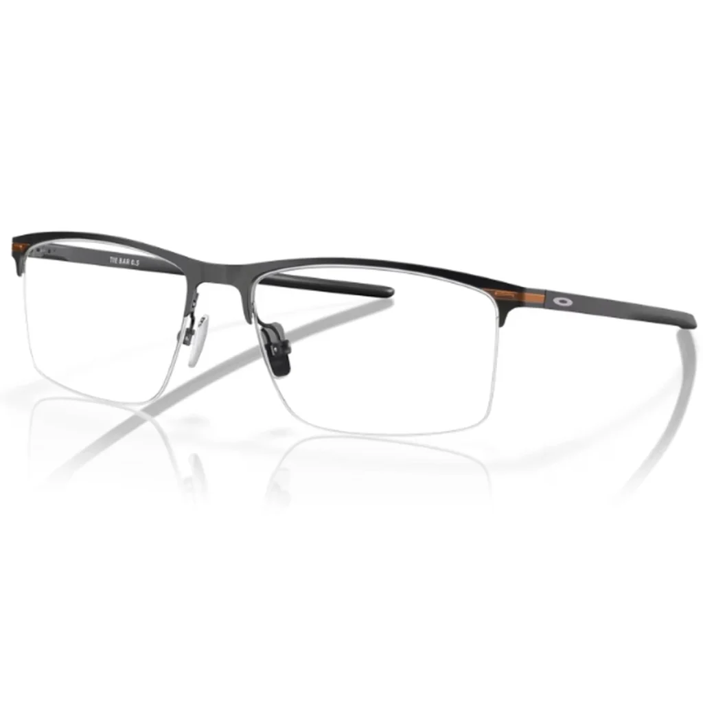 Ảnh gọng kính Oakley Tie bar 0.5 0OX5140 thiết kế thể thao nửa khung, màu satin black hiện đại, chất liệu titanium nhẹ bền, phù hợp lắp tròng cận, viễn, loạn hoặc chống ánh sáng xanh. Sản phẩm chính hãng Luxottica, phong cách mạnh mẽ, gọn nhẹ và dễ đeo hằng ngày.