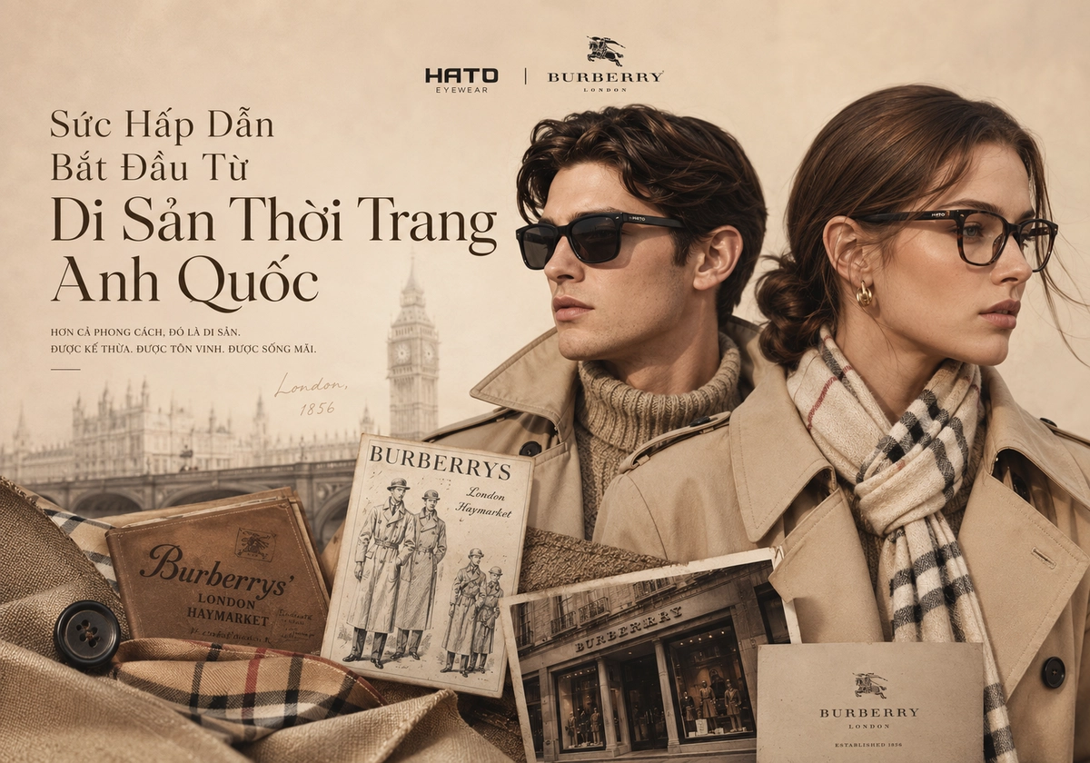 Sức hấp dẫn của mắt kính Burberry bắt nguồn từ di sản thời trang Anh Quốc, nổi bật với trench coat, họa tiết kẻ đặc trưng và phong cách kính mắt thanh lịch.