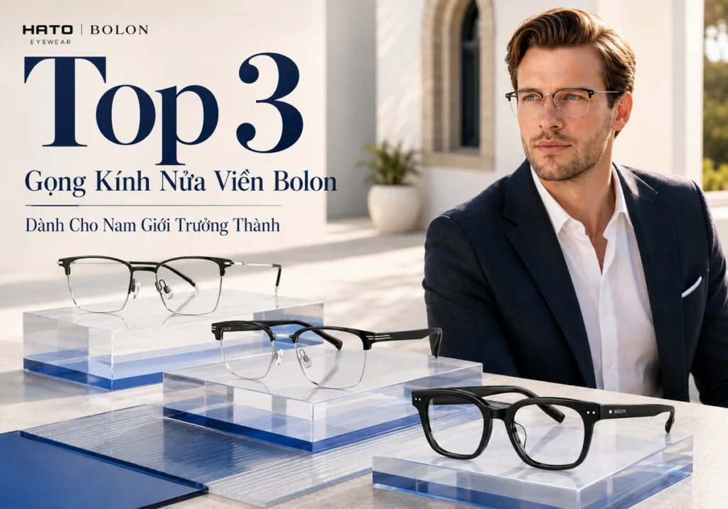Top 3 mẫu gọng kính nửa viền Bolon cho nam giới trưởng thành phong cách công sở lịch lãm