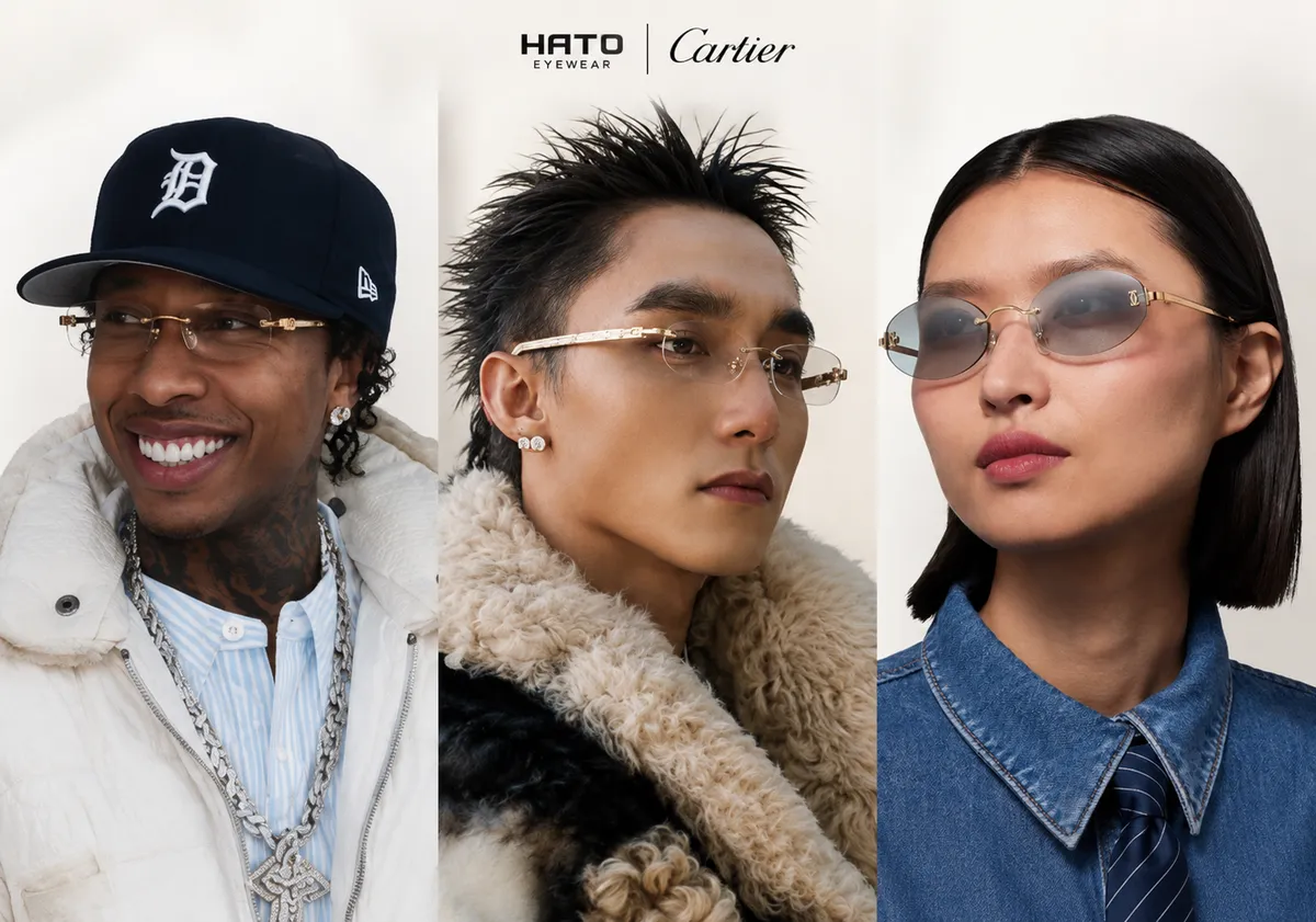 Ba người mẫu đeo kính Cartier rimless phù hợp với nhiều dáng khuôn mặt
