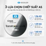 Tròng Kính Đổi Màu Khói Essilor Transitions Gen S Crizal Natural Look Chính Hãng