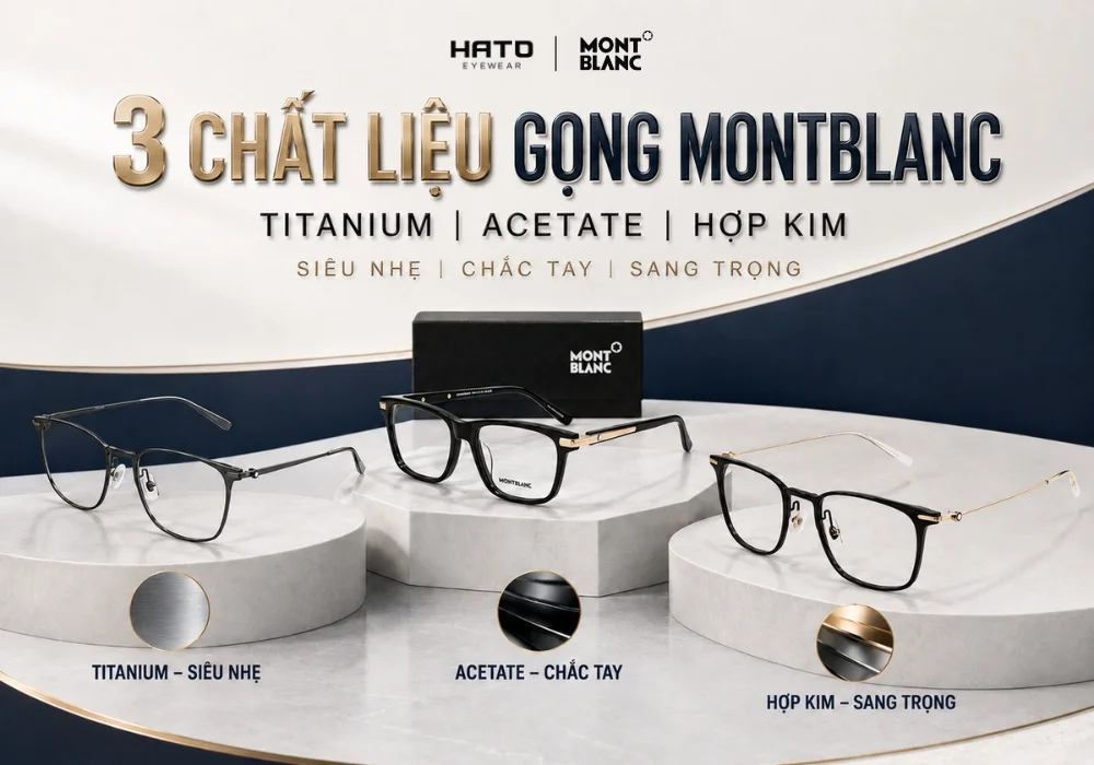 3 Chất Liệu Gọng Kính Montblanc: Titanium, Acetate Và Hợp Kim