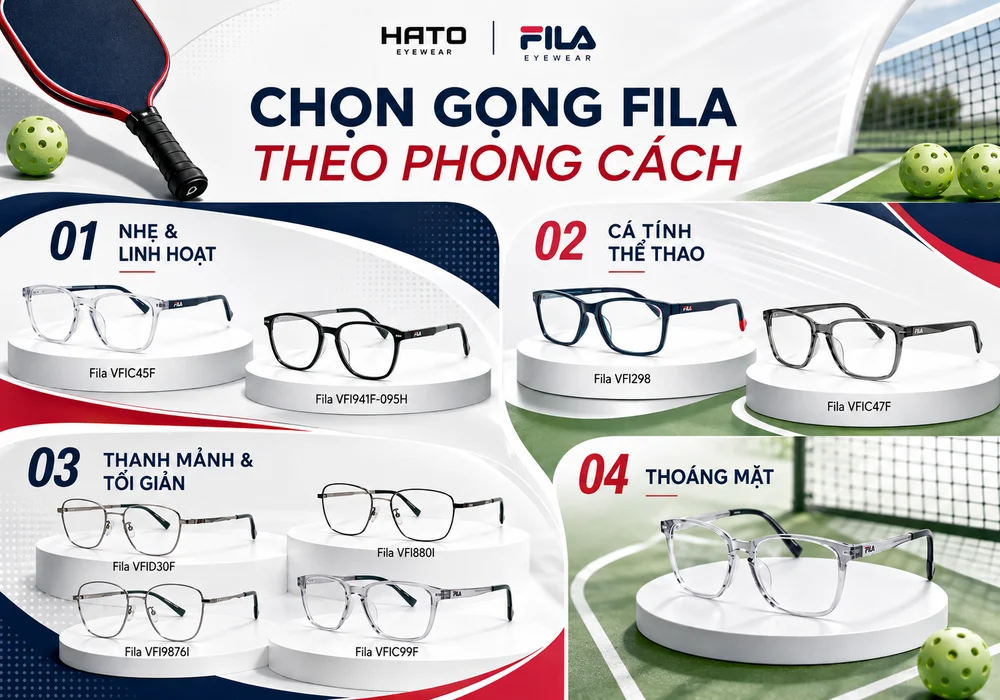 Chọn gọng kính Fila theo phong cách chơi pickleball tại Hato Eyewear