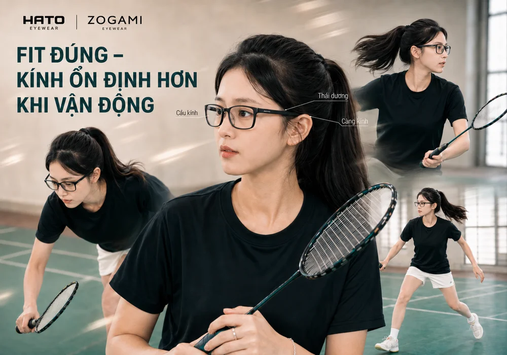 Fit đúng kính thể thao Zogami giúp kính ổn định hơn khi chơi cầu lông và vận động