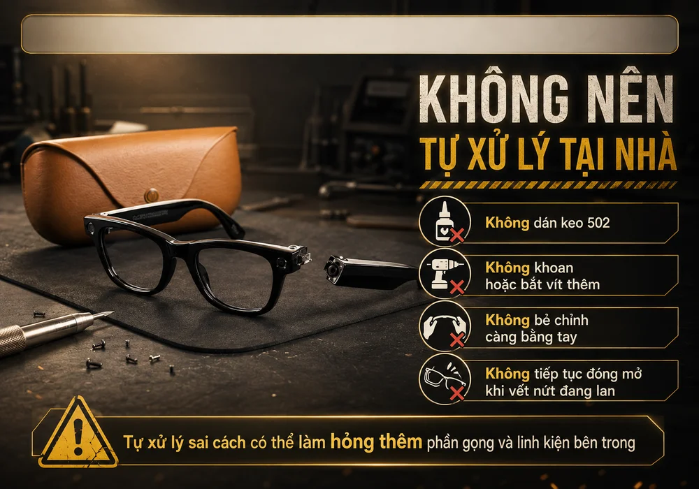 Những việc không nên làm khi kính Ray-Ban Meta bị gãy càng