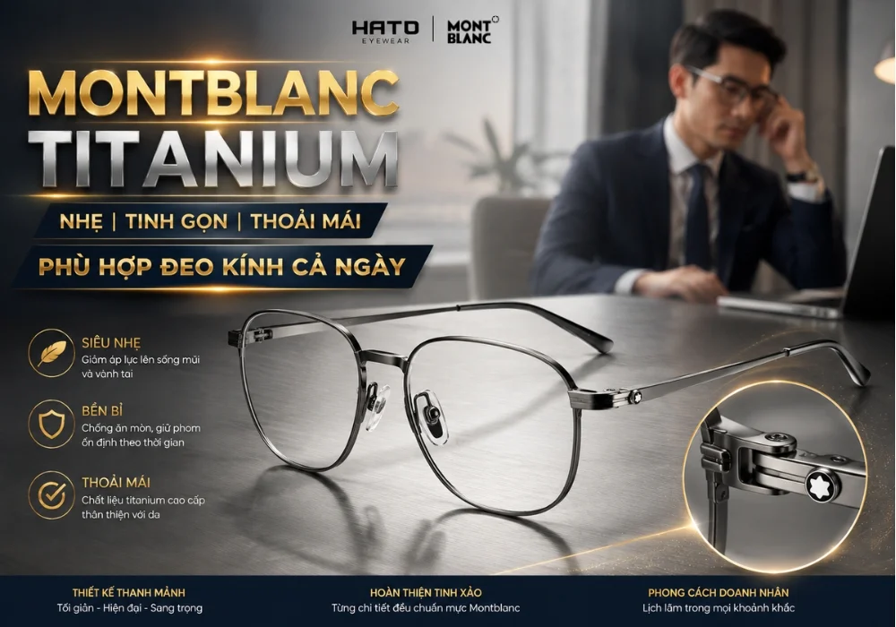 Gọng Kính Montblanc Titanium Siêu Nhẹ, Tinh Gọn Và Thoải Mái
