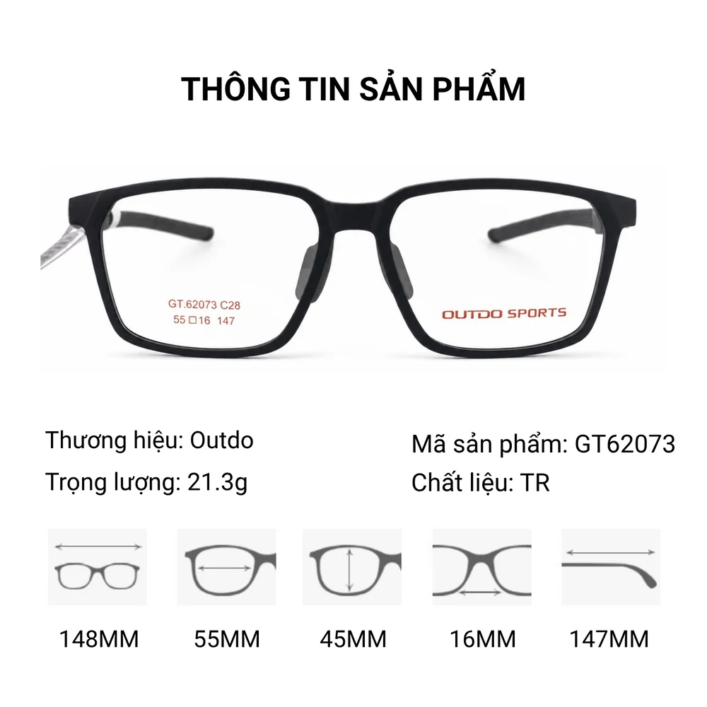 Gọng Kính Outdo Sports GT62073 – Tem Chính Hãng 101