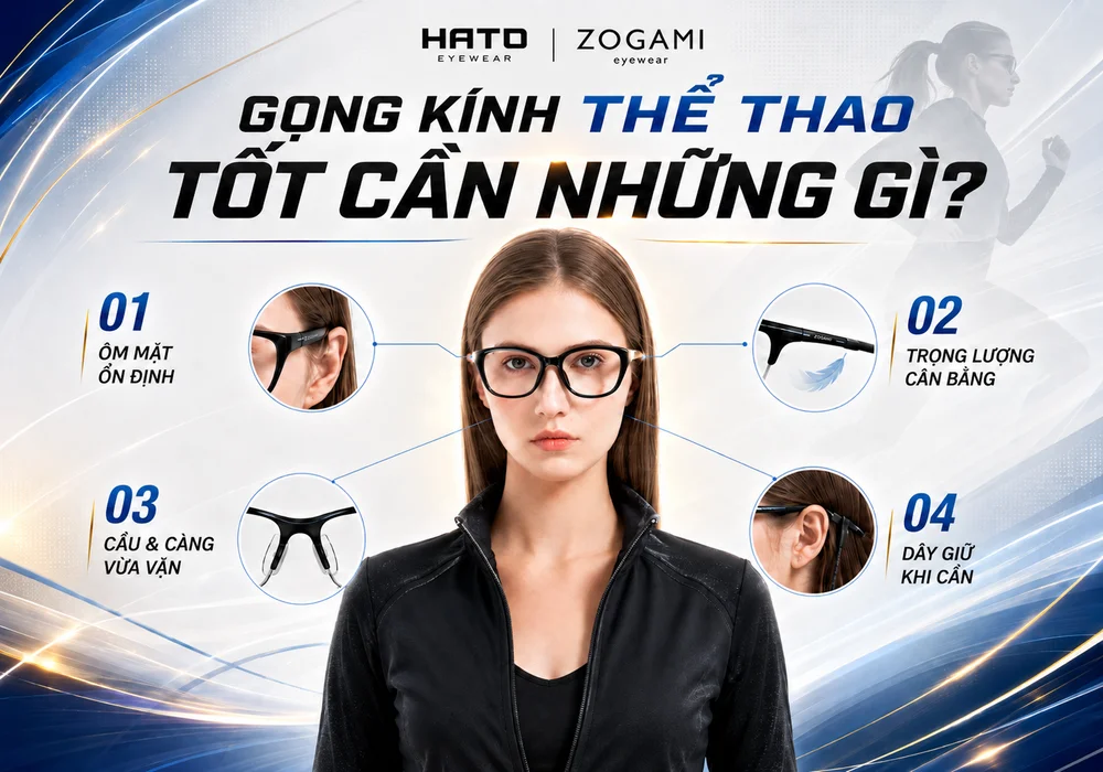 Gọng kính thể thao Zogami với thiết kế ôm mặt ổn định tại Hato Eyewear