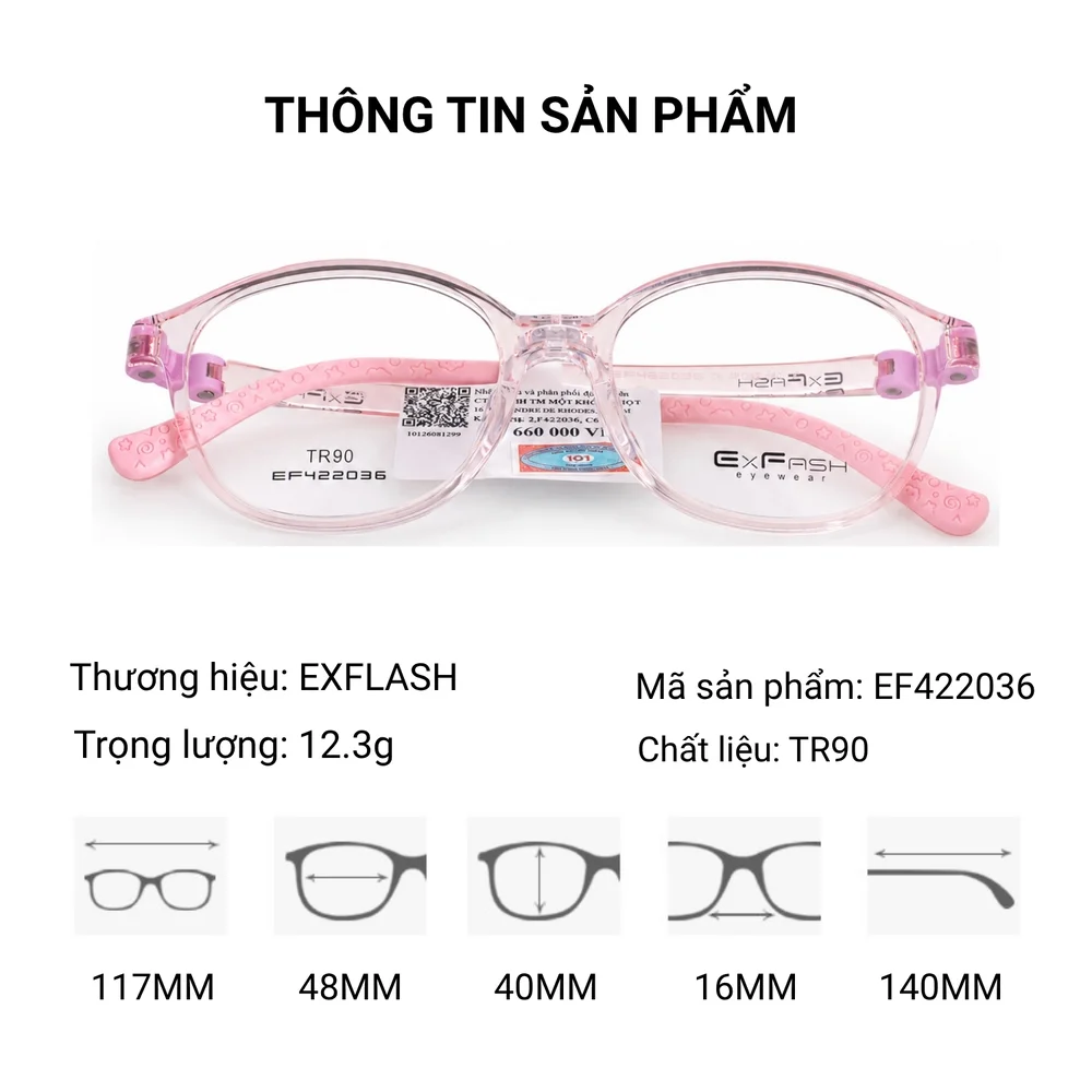 Gọng Kính Trẻ Em Exfash Kids Playfit EF422036 – Tem Chính Hãng 101