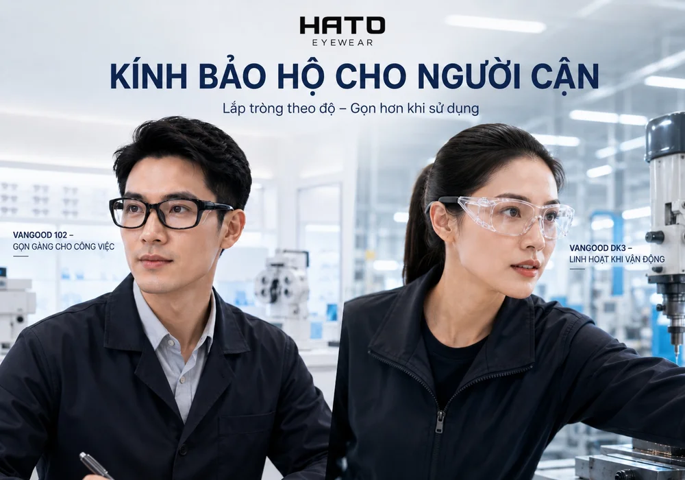 Kính bảo hộ cho người cận với Vangood 102 và Vangood DK3 có thể lắp tròng theo độ tại Hato Eyewear