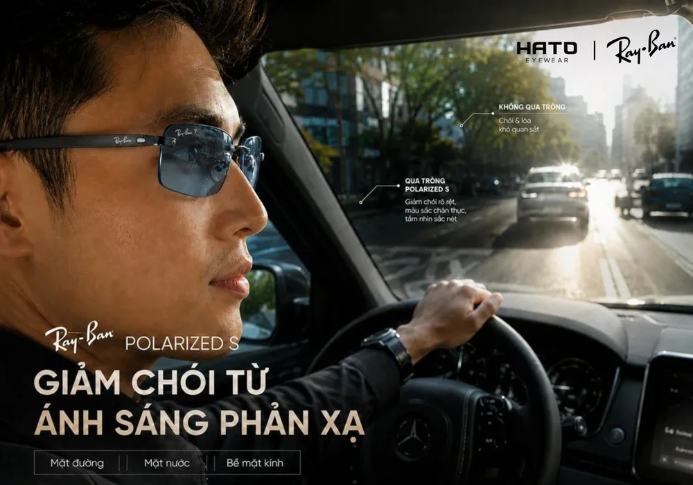 Kính Ray-Ban Polarized S giảm chói từ ánh sáng phản xạ khi lái xe