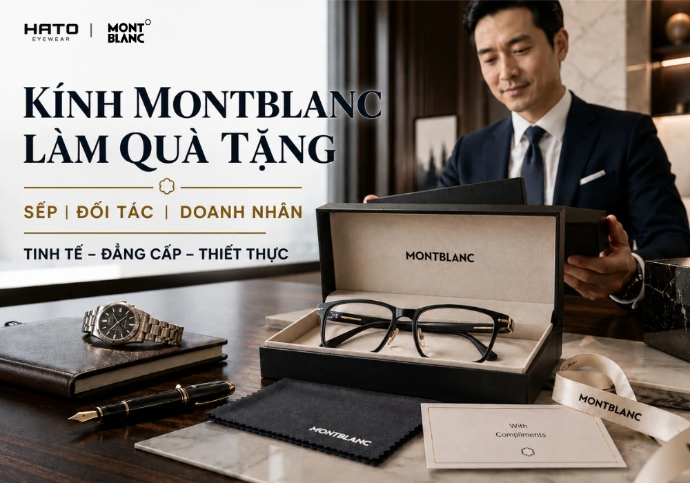 Kính Montblanc làm quà tặng sếp, đối tác và doanh nhân được đặt trong hộp quà cao cấp tại Hato Eyewear.