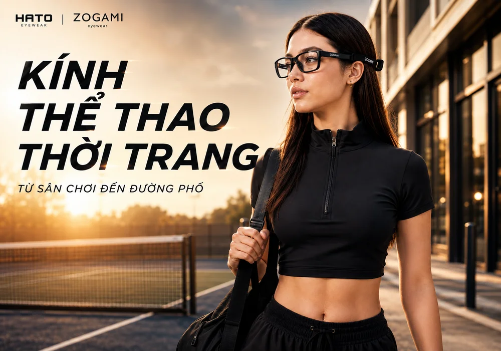 Kính thể thao thời trang Zogami phong cách sport-to-street, kết hợp gọng kính thể thao có dây với thời trang đô thị hiện đại từ sân chơi đến đường phố.