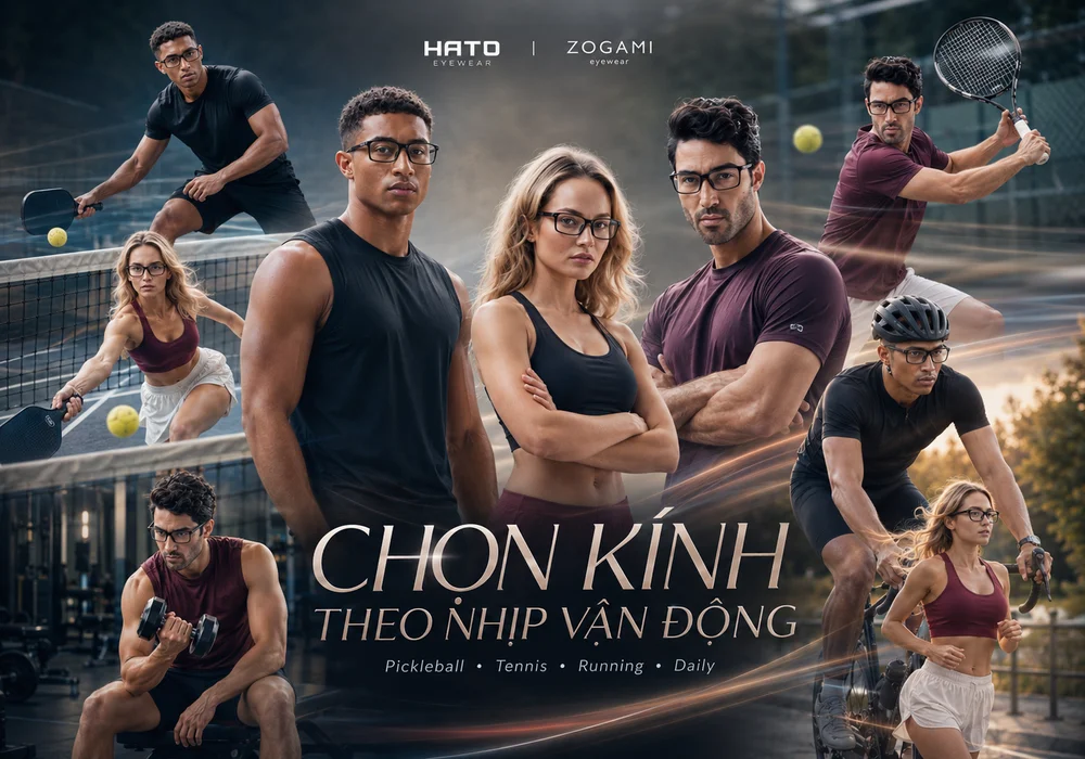 Kính thể thao Zogami cho Pickleball, Tennis, chạy bộ, đạp xe và tập gym – thiết kế ổn định, năng động tại Hato Eyewear.