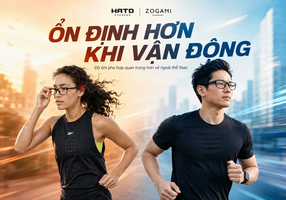 Kính thể thao Zogami giúp gọng ổn định hơn khi vận động, hạn chế trượt do mồ hôi và rung lắc khi chạy bộ.