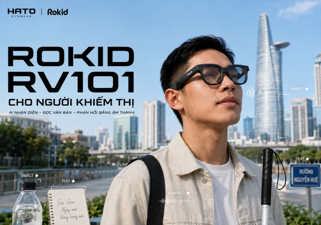 Kính thông minh Rokid RV101 cho người mù và người khiếm thị sử dụng AI